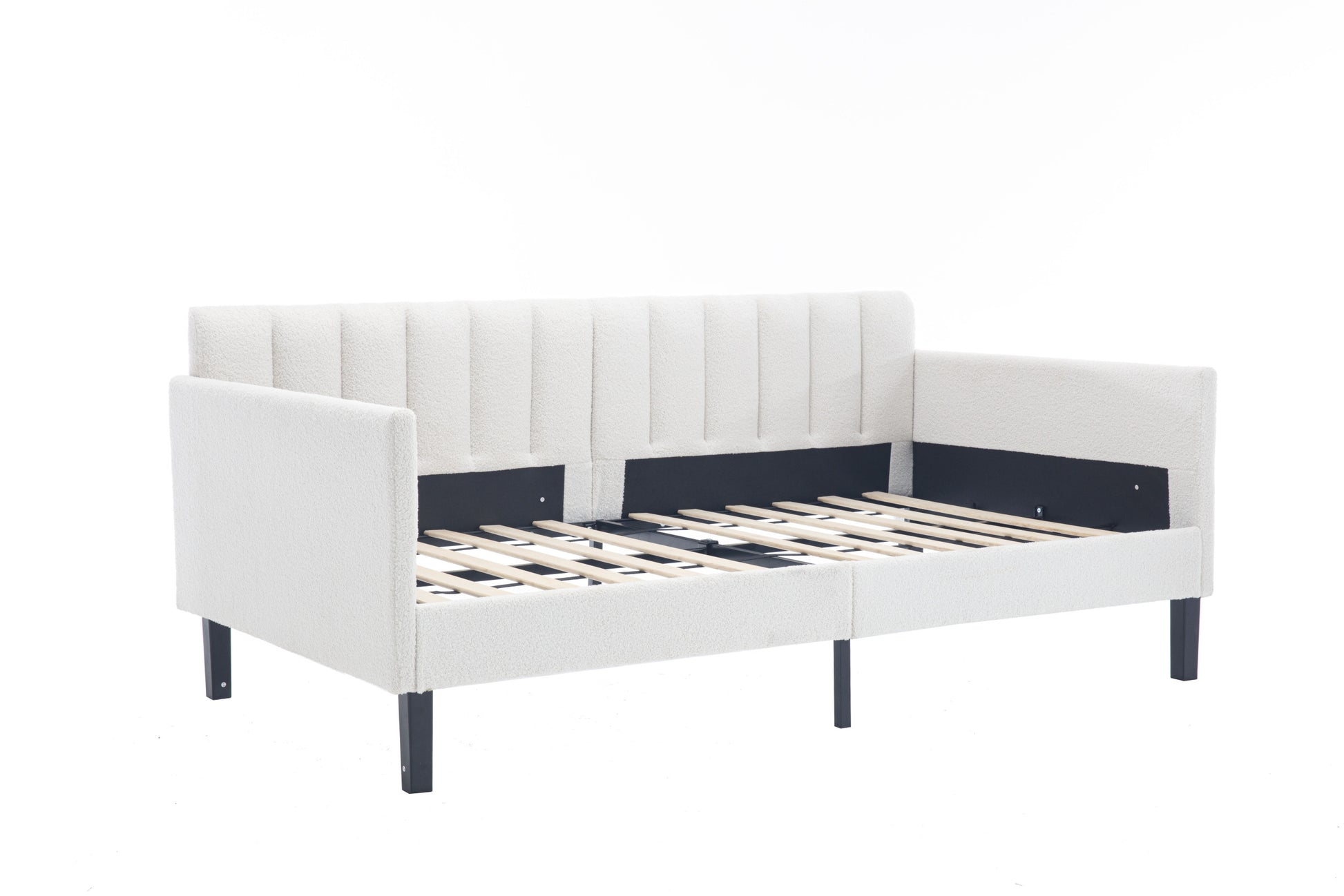 Same As B083121460 Elena Twin Size Ivory Boucle Upholstered Daybed, Ribbed Tufted Backrest, Daybed In Lavish Modern Design, Richly Hued Foam Comfort Box Spring Not Required Twin Ivory Metal Bedroom Classic,Modern,Traditional,Transitional Boucle Boucle