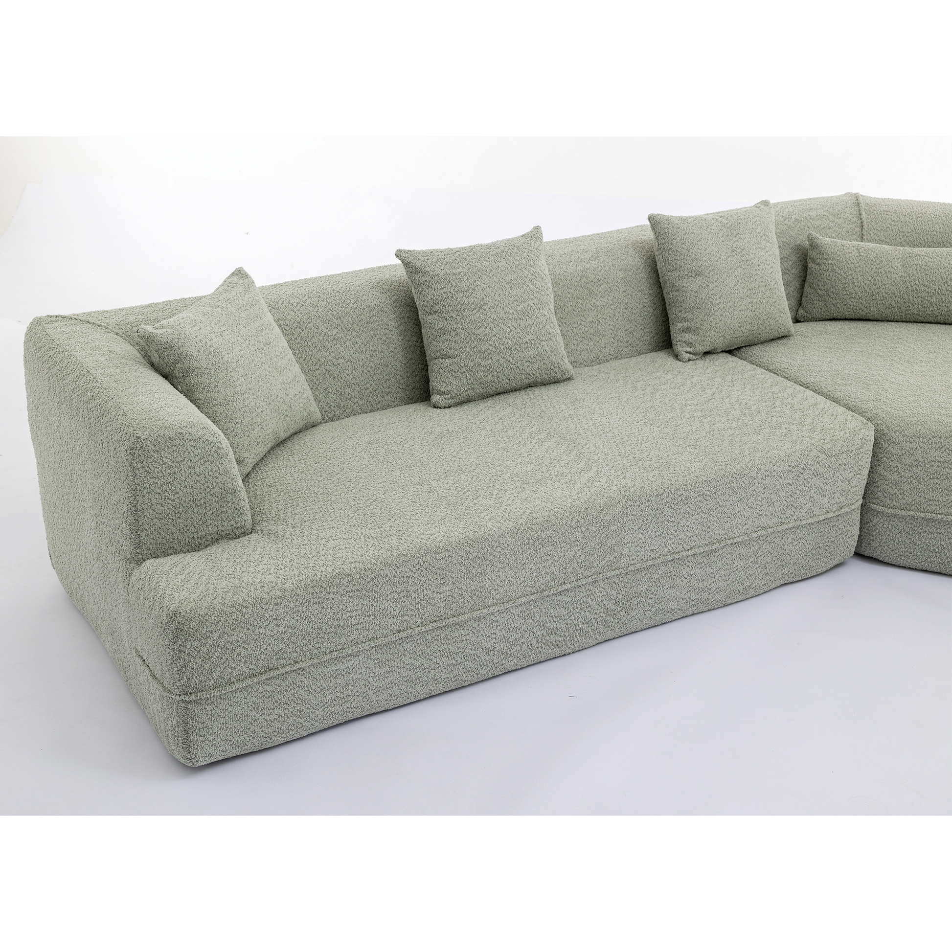 And Upgraded Extended Edition Modular Sofamodern Minimalist Style Sofa, Upholsteredfree Combination, Round Fiber Fabric, Anti Wrinkle Fabric,Dimension Extension,Green Green Polyester Primary Living Space Medium Soft Tight Back Modern Flared Arms Fiber