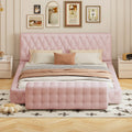 2 Pieces Bedroom Sets Queen Size Upholstered Bed With Rectangular Upholstered Ottoman For Bedroom,Pink Queen Pink 2 Piece Set Solid Wood Mdf