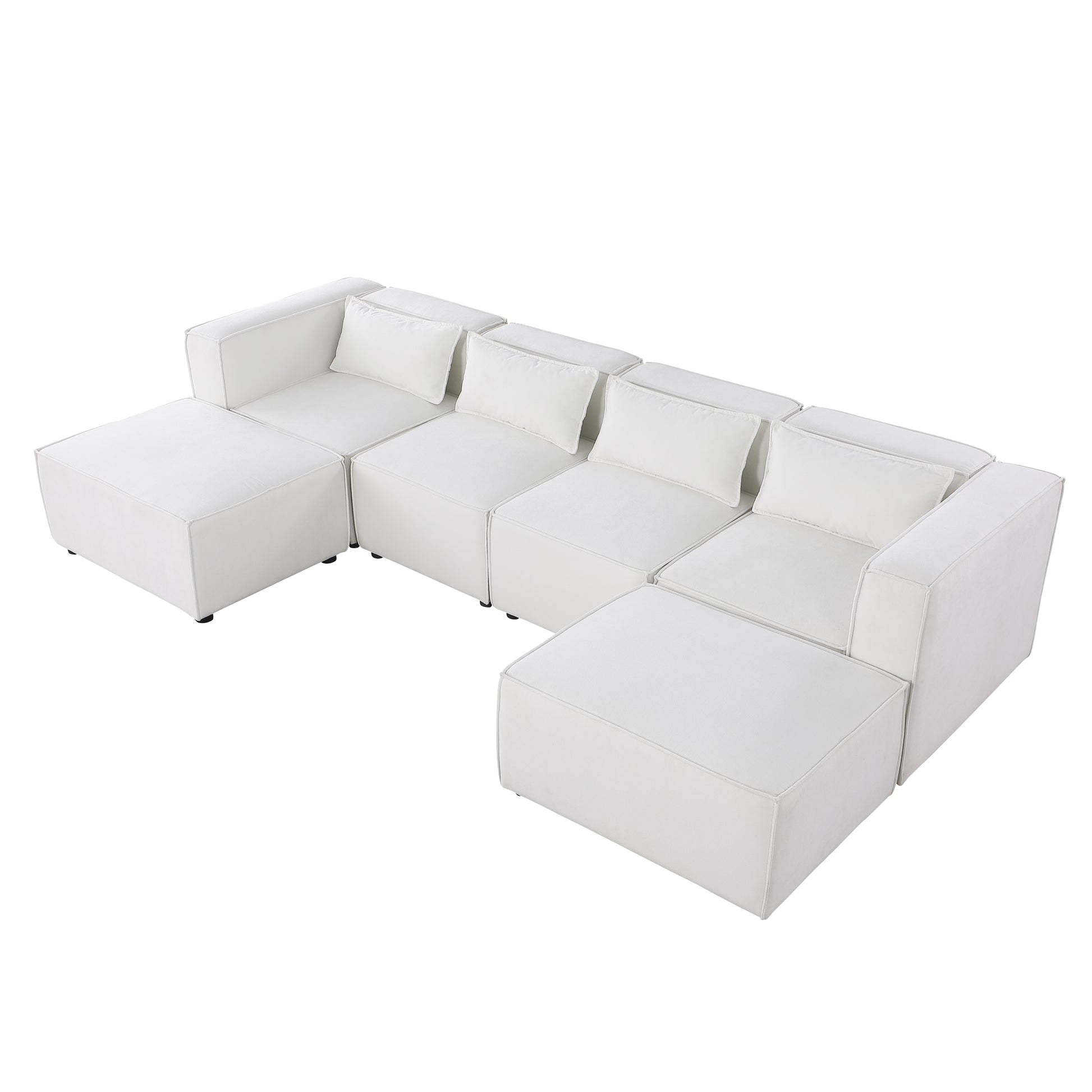 Modular Sofa Beige Chenille Fabric, Simple And Grand, The Seat And Back Is Very Soft. This Is Also A Knock Down Sofa Beige Chenille 6 Seat