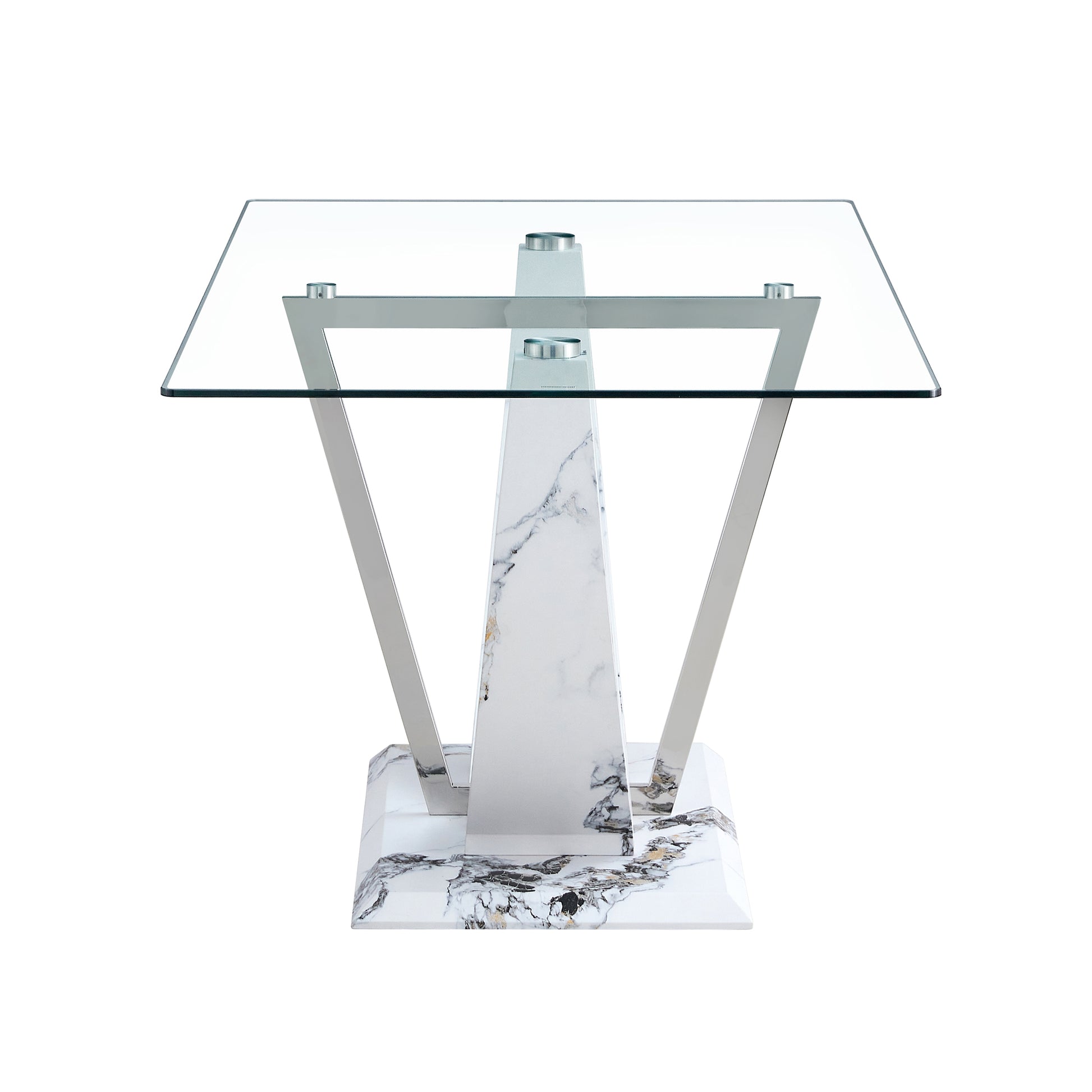 A Modern And Simple Rectangular Glass Table, Equipped With A 0.39 Inch Tempered Glass Table And Medium Density Board Legs, And Stainless Steel Support Shelves. Used In The Kitchen, Dining Room F 907 White Glass