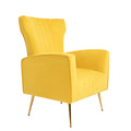 Velvet Accent Chair, Wingback Arm Chair With Gold Legs, Upholstered Single Sofa For Living Room Bedroom Yellow Velvet 1 Seat