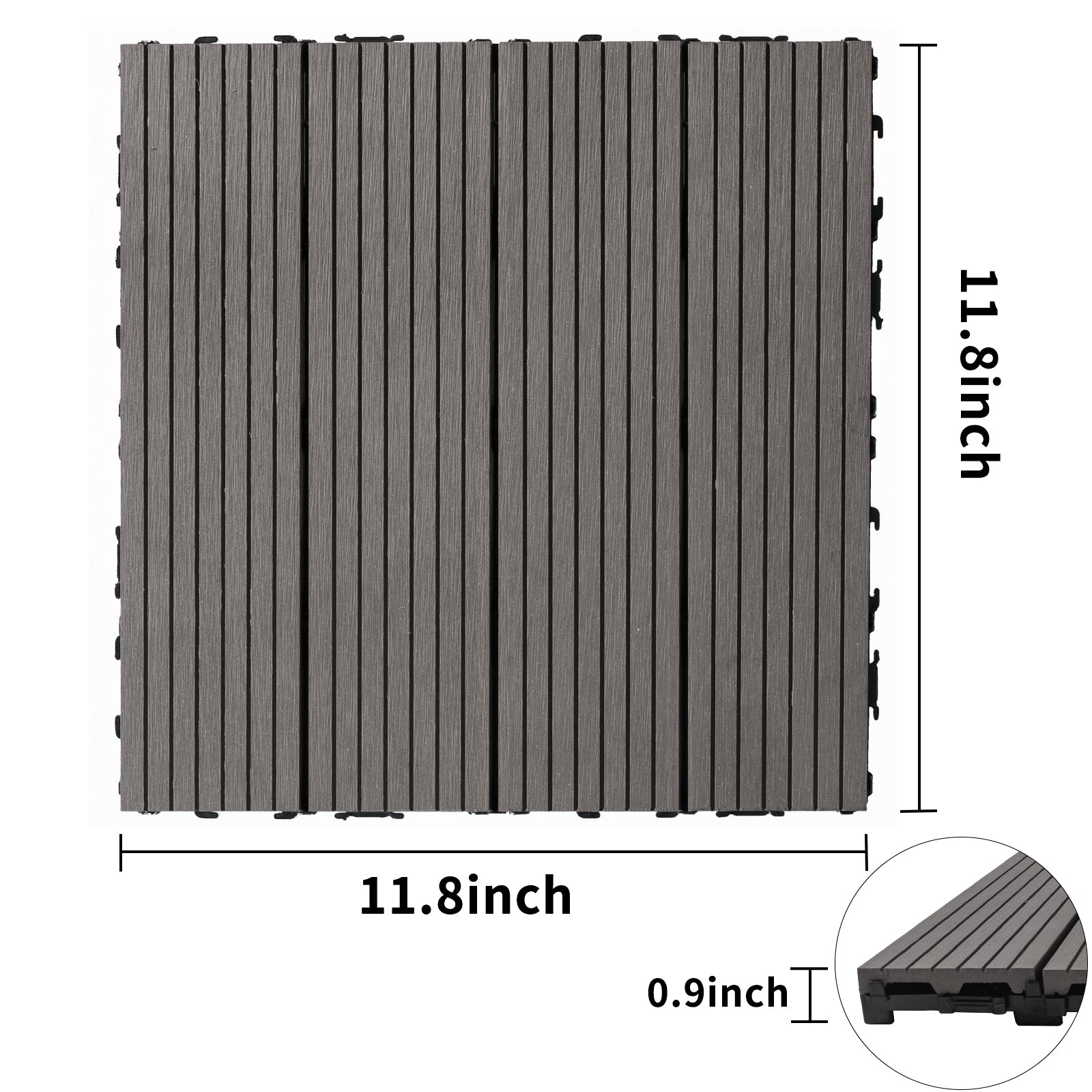 Wood Plastic Composite Deck Tiles Set Of 20, Sustainable Fsc Composite Decking Resist Rust, Water, Weather, Easy To Diy & Maintain, Ideal For Patios, Balconies, Rooftops, Light Gray Light Gray Wood Plastic