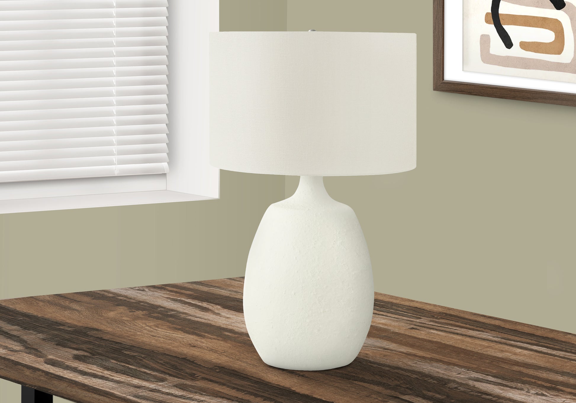 Lighting, 26"H, Table Lamp, Ivory Cream Shade, Cream Resin, Contemporary Cream Polyresin