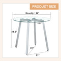 Modern Luxurious Round Tempered Glass Dining Table With Silver 7 Shaped Metal Legs,Suitable For Family Meals, Office Conferences, Or As A Casual Coffee Table For Various Occasions.36*36*29.5 Silver