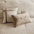 7 Piece Faux Suede Comforter Set Tan King King Tan Polyester