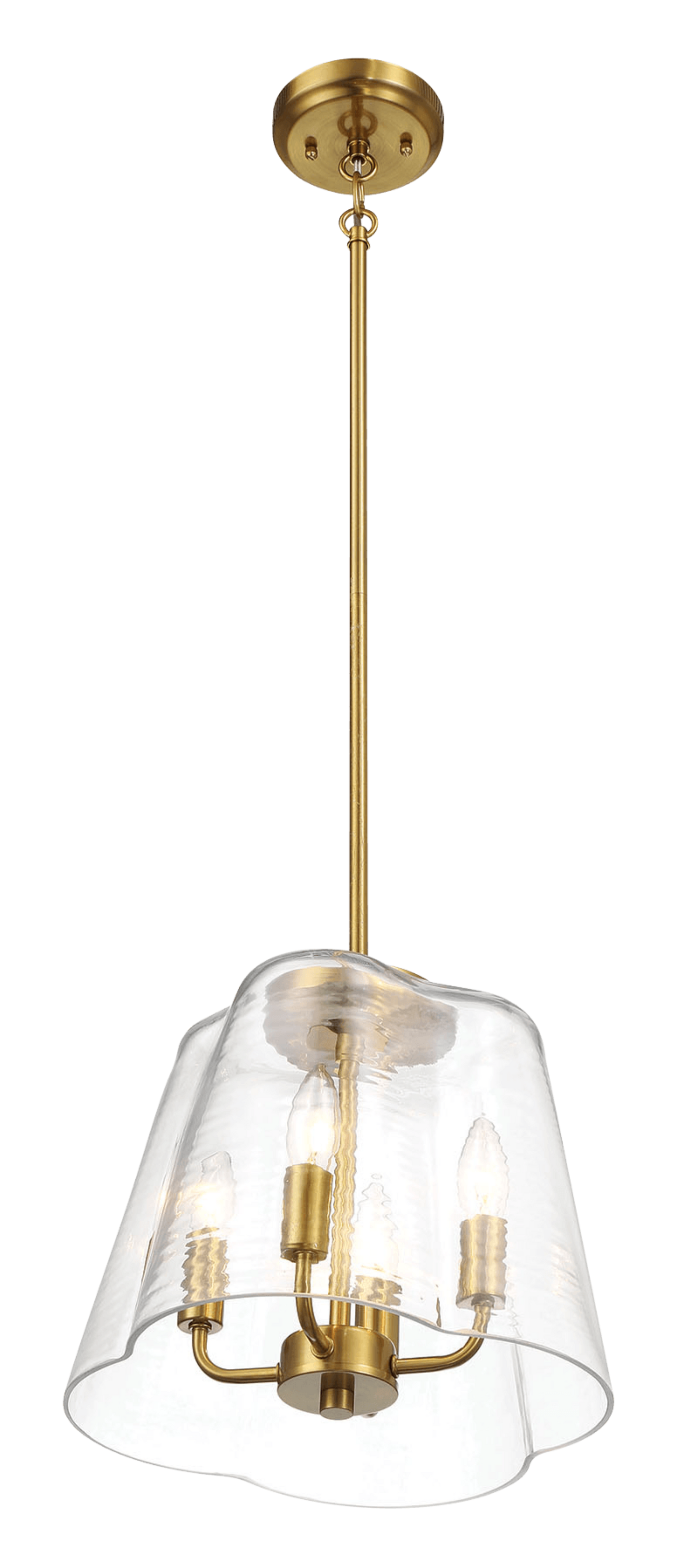 Soiree Four Candle Lights Pendant With Clear Glass Satin Brass Clear,Gold Ceiling Lights Brass,Glass,Metal