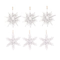 Set Of 6 Iron Snowflake Hanger, Decorative Hanging Ball Christmas Tree Ornaments For Holiday Party Decorations White Iron