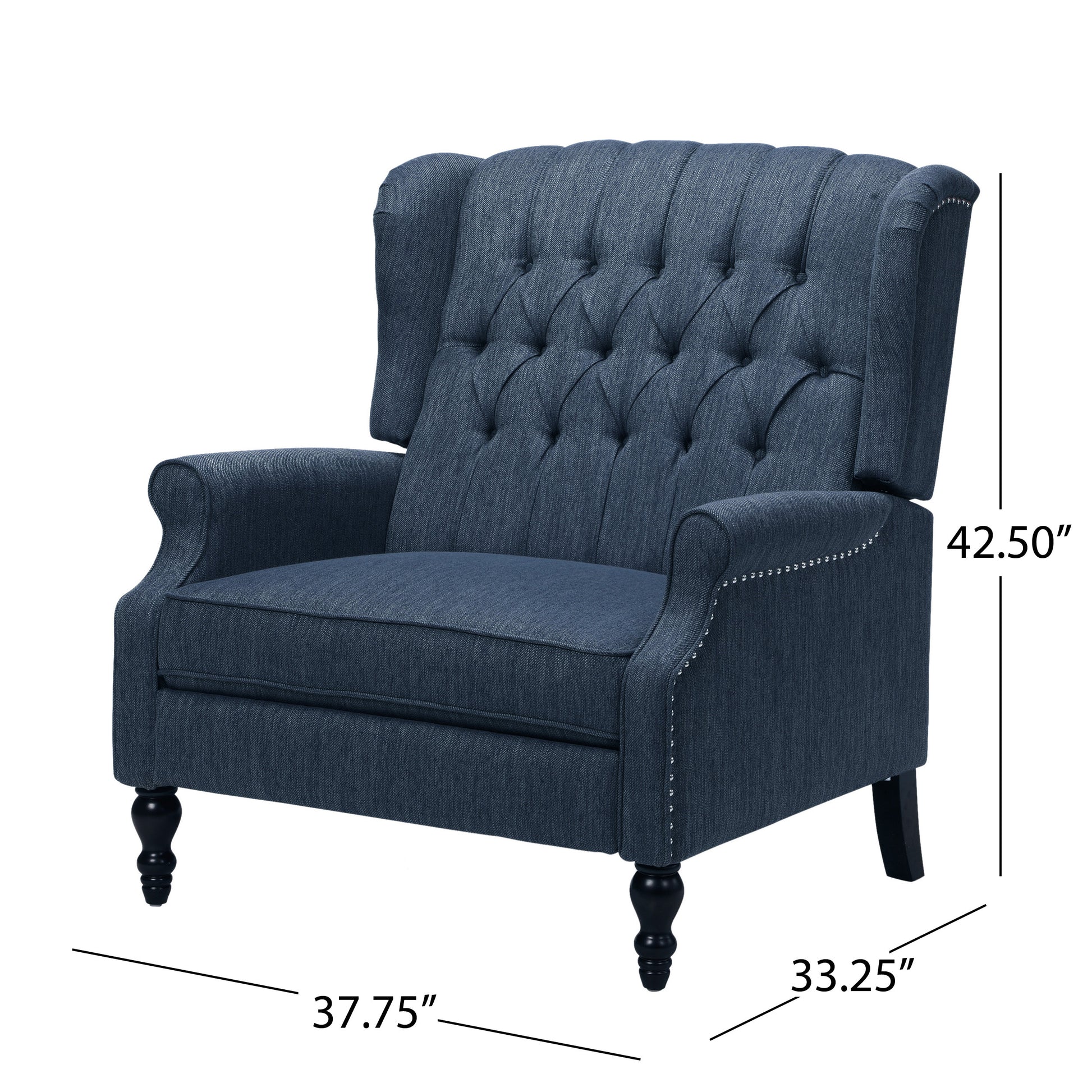 One And Half Seater Recliner Navy Blue Fabric