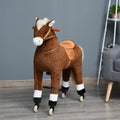 Qaba Kids Ride On Walking Horse With Easy Rolling Wheels, Soft Huggable Body, & A Large Size For Kids 5 16 Years Brown Plush