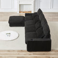 128 Inch Corduroy With Cup Holder Super Large L Shaped Sofa, Movable Footrest, Four Waist Pillows And Four Back Cushion, With Usb Port And T Pyce Port Black Corduroy 4 Seat