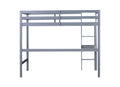 Twin High Loft Bed, Rubber Wood Loft Bed With Safety Guardrail, Built In Desk, Ladder,Grey Twin Grey Rubber Wood