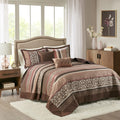 5 Piece Reversible Jacquard Bedspread Set Red Queen Queen Red Cotton
