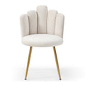 Modern Velvet Dining Chairs Set Of 2, Upholstered Woven Dining Chair With Golden Metal Legs, Upholstered Dining Chairs For Dining Room, Kitchen, Vanity, Living Room Beige Primary Living Space Foam Velvet