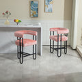 Coolmore Bar Stools Set Of 1, Modern Bar Stool With Back, Black Metal Frames, Upholstered Bar Stools For Kitchen Island, Pub, Club Pink Chenille Pink Primary Living Space Foam Chenille