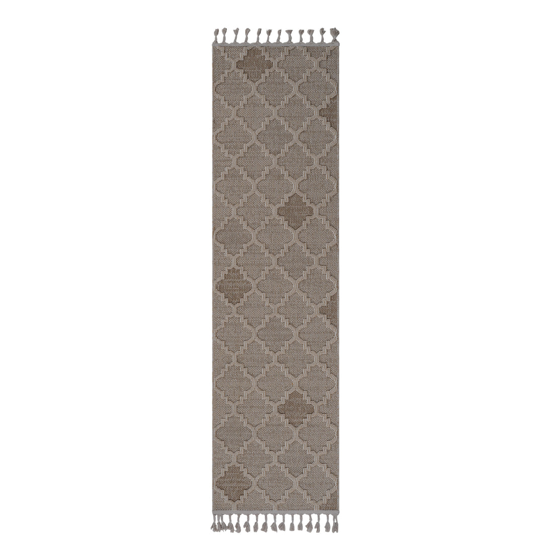Naar Guros Collection 2X8 Cream Trellis Indoor Outdoor Area Rug Cream Polypropylene