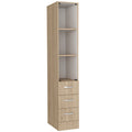 Linen Cabinet, Three Shelves, Four Drawers, Light Pine White Multicolor Solid Wood Mdf Engineered Wood