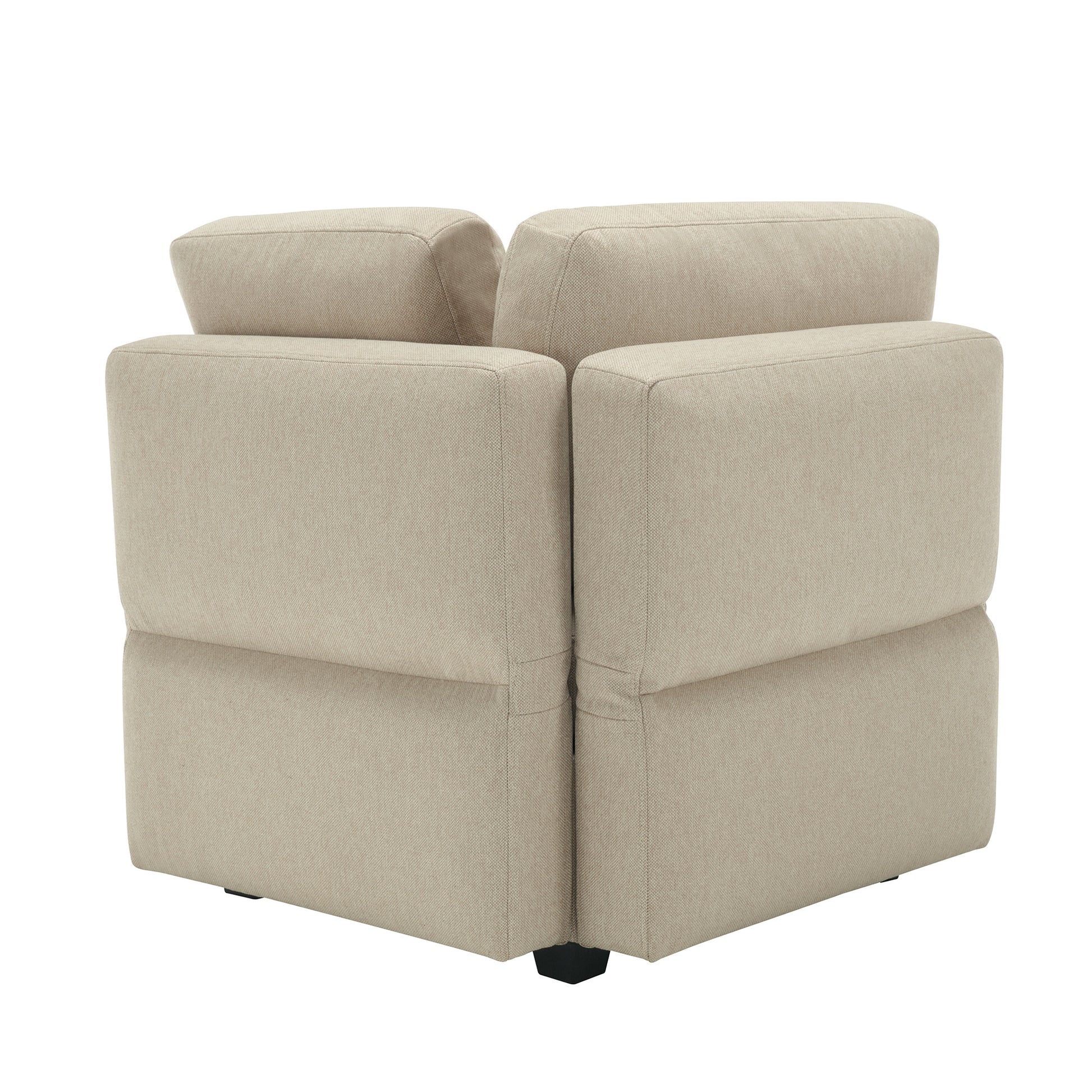 Modular Sectional 2 Seater Sofa With 2 Ottomanssleeper Sofa Bed Modular Sofa With Chaiseadjustable Arms And Backs Beige Beige Polyester 2 Seat