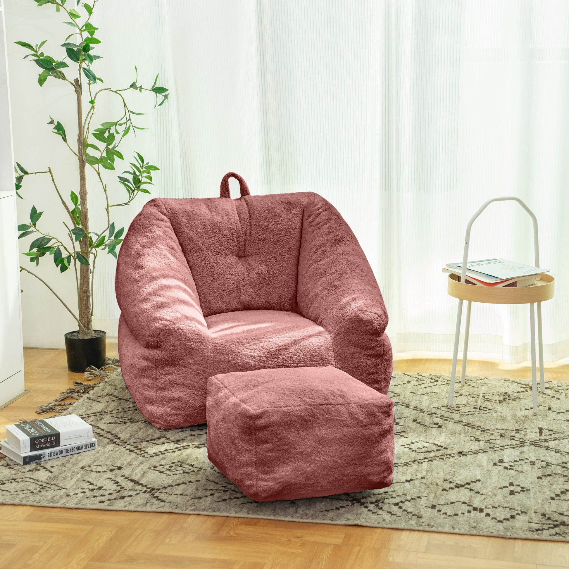 Bean Bag Chair With Filler, Bean Bag Sofa With Tufted Soft Stuffed Filling, Fluffy And Lazy Sofa, Comfy Cozy Beanbag Chairs With Memory Foam For Dorm, Apartment, Living Room Red Primary Living Space Soft Casual,Modern Foam Teddy