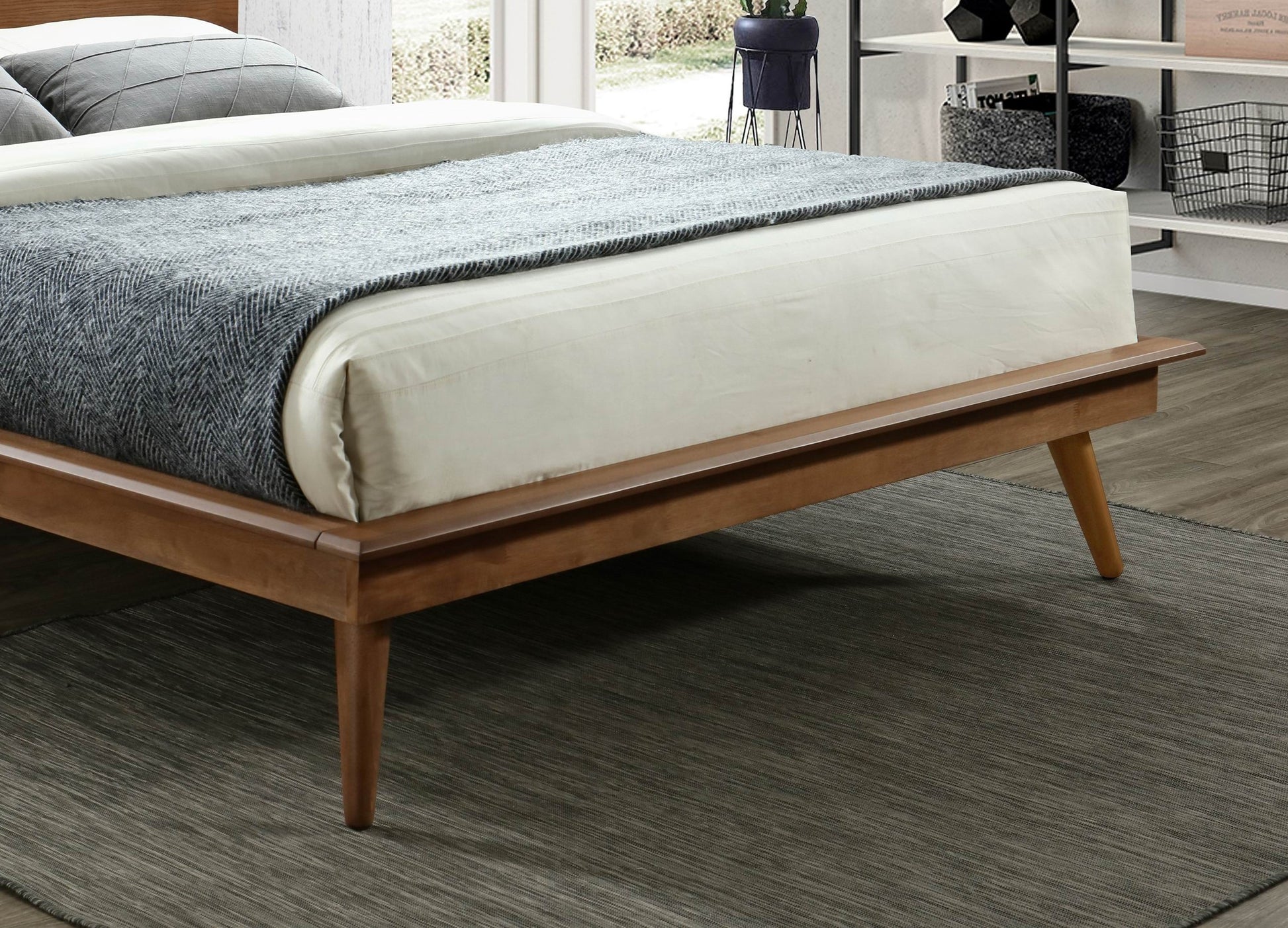 Modern Sleek Design 1Pc Full Platform Bed Durable Brown Wooden Bedroom Furniture Box Spring Not Required Full Brown Wood Bedroom Slat Beds Wood