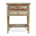 Wooden 2 Drawer End Table Natural Wood