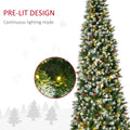 Homcom 9Ft Pre Lit Snow Dipped Artificial Christmas Tree With Realistic Branches, 460 Led Lights, Pine Cones, Red Berries And 1298 Tips Green Pvc