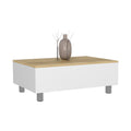 Aran Lift Top Coffee Table, Storage Compartment, White Light Oak Multicolor Particle Board Particle Board