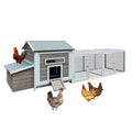 118 Wooden Chicken Coop Hen House Poultry Cage With Free Range Doors, Nesting Box,Leakproof Pull On Tray Gray Wood