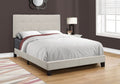 Bed, Full Size, Bedroom, Upholstered, Beige Linen Look, Black Wood Legs, Transitional Beige Foam Solid Wood Mdf