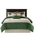 7 Pc Pieced Faux Suede Comforter Set Green King Queen Green Polyester