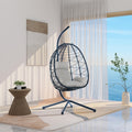 Egg Chair With Stand Indoor Outdoor Swing Chair Patio Wicker Hanging Egg Chair Hanging Basket Chair Hammock Chair With Stand For Bedroom Living Room Balcony Yes Sectional Light Gray Water Resistant