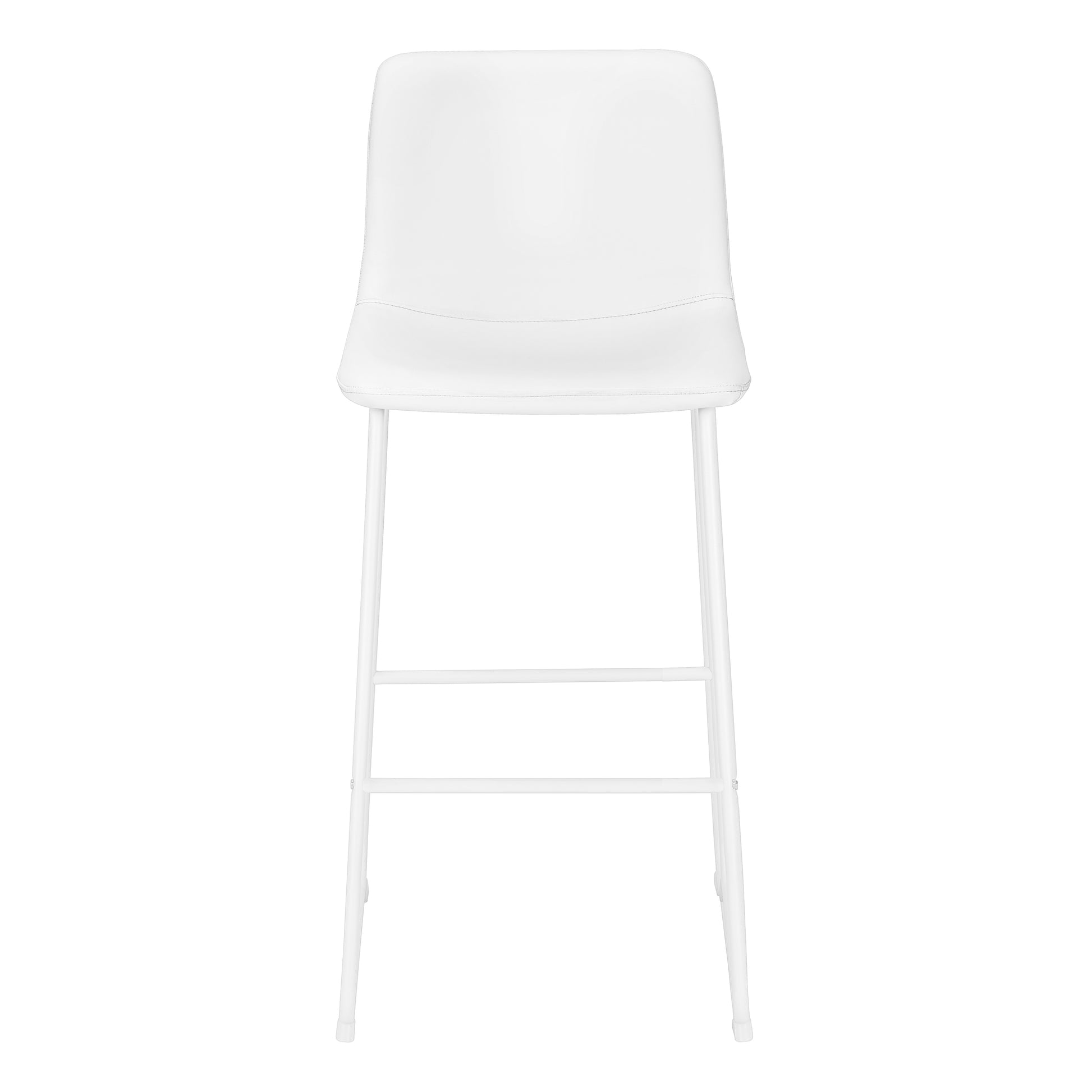 Office Chair, Bar Height, Standing, Computer Desk, Work, White Leather Look, White Metal, Contemporary, Modern White Foam Polyurethane