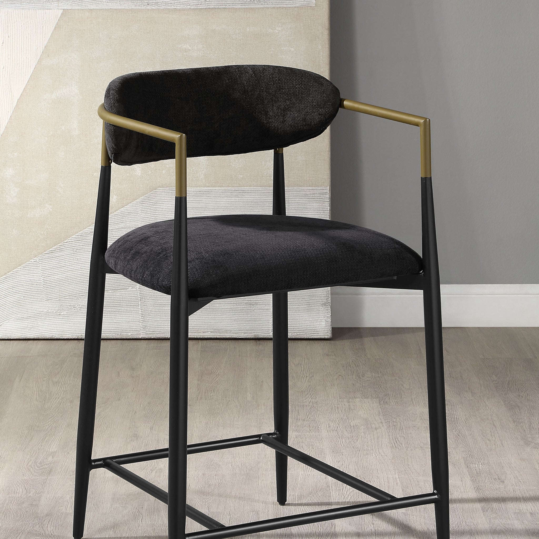 Jaramillo Counter Height Chair Assembled , Black Fabric & Black Finish Dn02716A Black Wood Metal