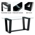 Seating 6 8 People, This Modern, Minimalist Rectangular Dining Table Features A Tempered Glass Top And A Sleek Black Mdf Stand. Suitable For Kitchen, Dining Room, Living Room, Meeting Room Transparent Mdf Glass