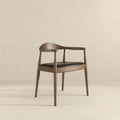 Kelly Dining Chair Black,Dark Brown Brown Mid Century Modern Leather,Solid Wood