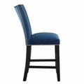 Camila Velvet Counter Chair Set Of 2 Blue Blue Wood