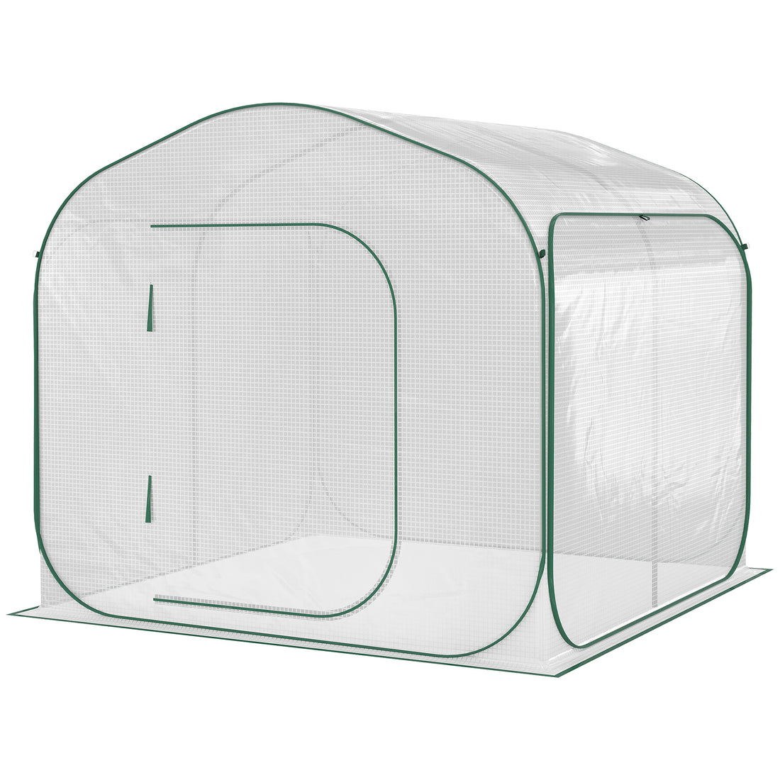 Outsunny 7' X 7' X 6' Portable Walk In Greenhouse, Pop Up Setup, Outdoor Garden Hot House, Hobby Greenhouse Tent With Zipper Door For Growing Flowers, Herbs, Vegetables, Saplings, Succulents, White White Steel