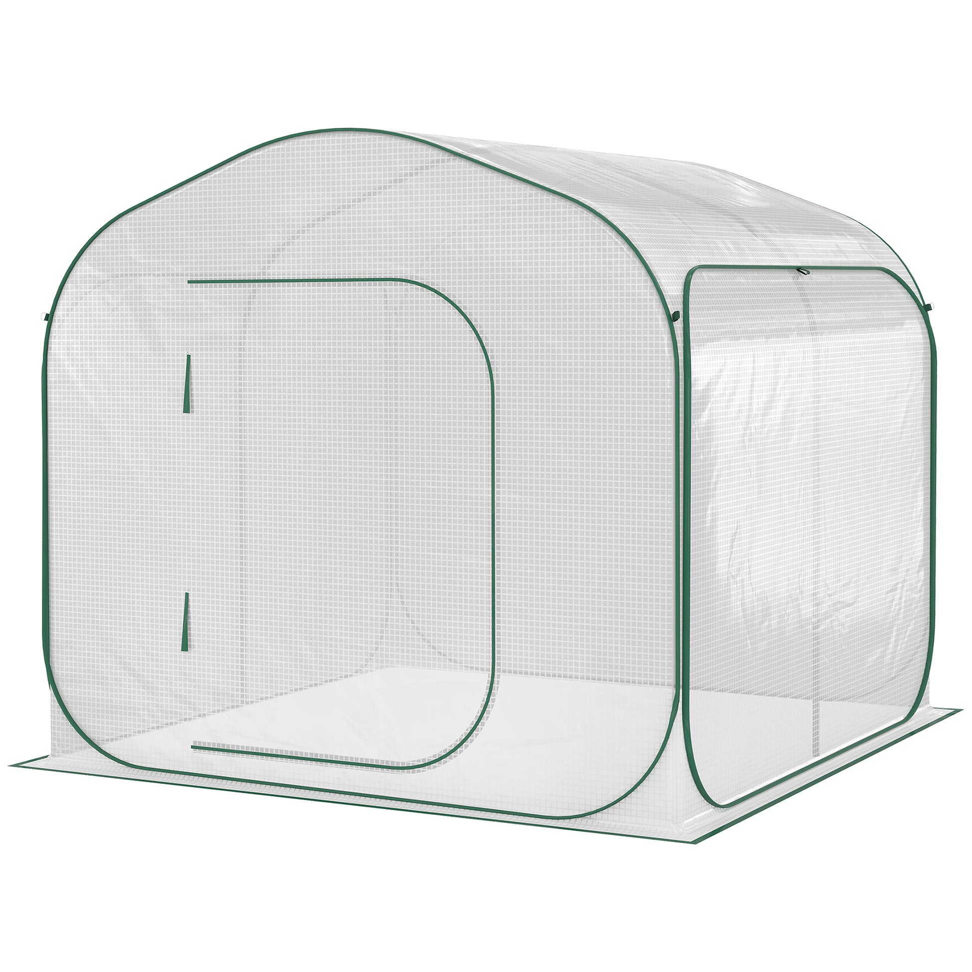 Outsunny 7' X 7' X 6' Portable Walk In Greenhouse, Pop Up Setup, Outdoor Garden Hot House, Hobby Greenhouse Tent With Zipper Door For Growing Flowers, Herbs, Vegetables, Saplings, Succulents, White White Steel