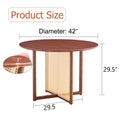 Chinese Countryside Retro Solid Wood Round Table, Simple Modern Imitation Rattan Table, Wooden Table, Desk. Suitable For Dining Room, Living Room, Office Walnut Rubber Wood