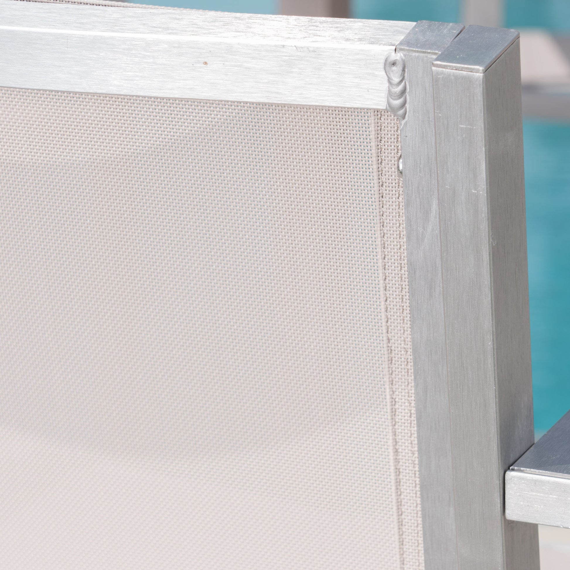 Aluminium Bar Stool With Outdoor Mesh Silver Aluminium