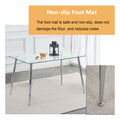 Table And Chair Set.Rectangular Dining Table With Tempered Glass Tabletop And Silver Plating Metal Legs.Paired With 6 Checkered Armless High Back Light Gray Chairs With Electroplated Metal Legs. Transparent Seats 6 Glass Metal