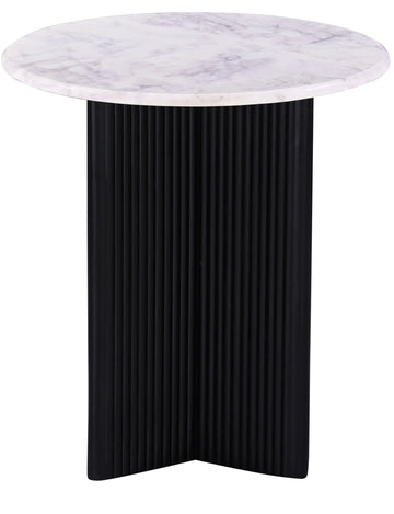 Luxurious Round Mable Topped Pedestal Side End Table, Living Room Accent Table, White Black Black White Primary Living Space Industrial Freestanding Mango Coffee & End Tables Round Marble,Solid Wood Pedestal