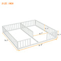 Double Twin Floor Bed With Fence, Guardrails, Without Door, White Twin White American Design Pine