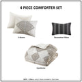 4 Piece Printed Comforter Set With Throw Pillow Black Ivory King Cal King King Black Ivory Polyester