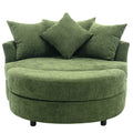 Orisfur. 360 Swivel Accent Barrel Chair With Storage Ottoman & 4 Pillows, Modern Chenille Leisure Chair Round Accent For Living Room, Green Green Foam Chenille