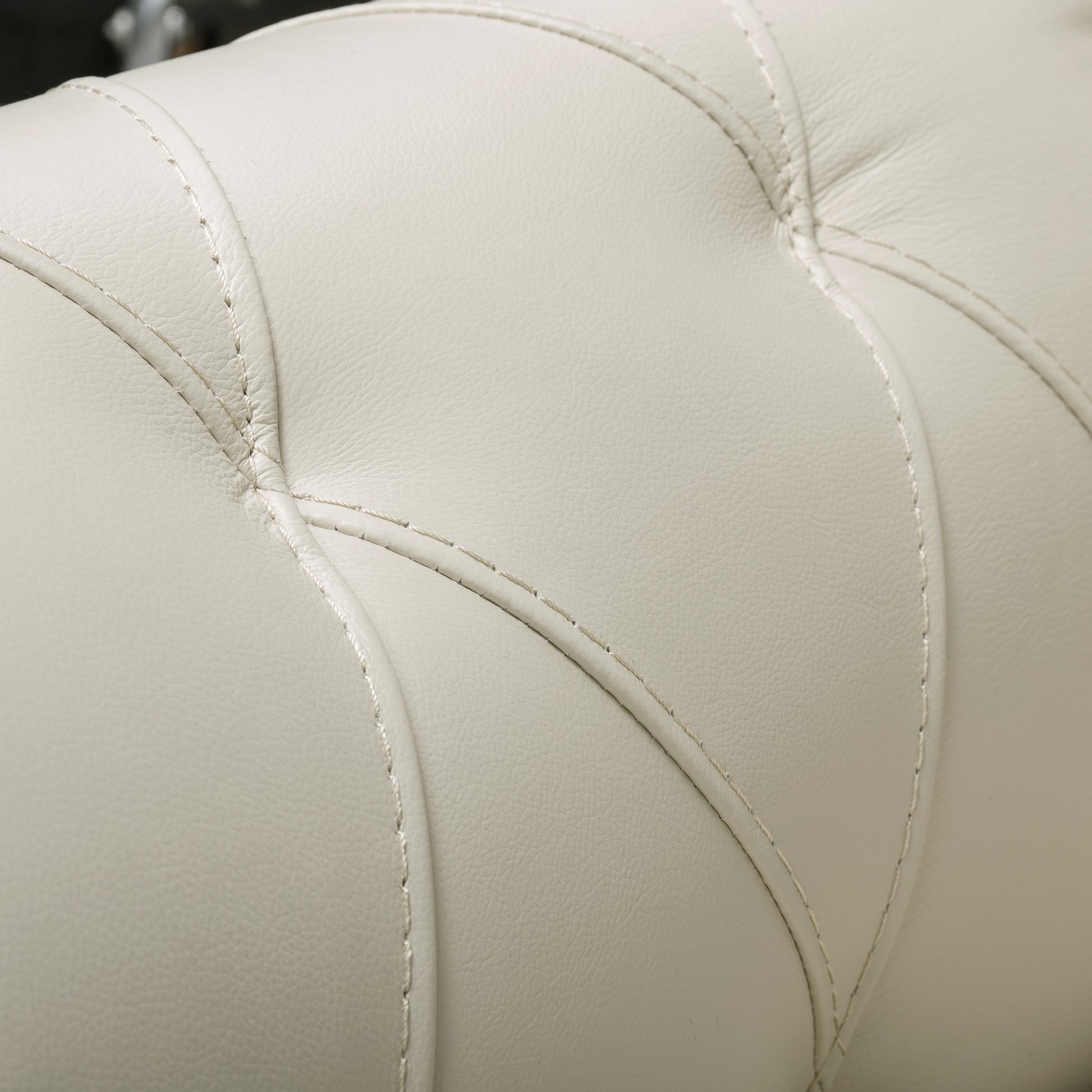 Modern Tufted Leather Chair Ivory Leather