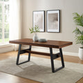 Modern Industrial Metal And Wood Large Dining Table Dark Walnut Dark Brown Mdf Mdf