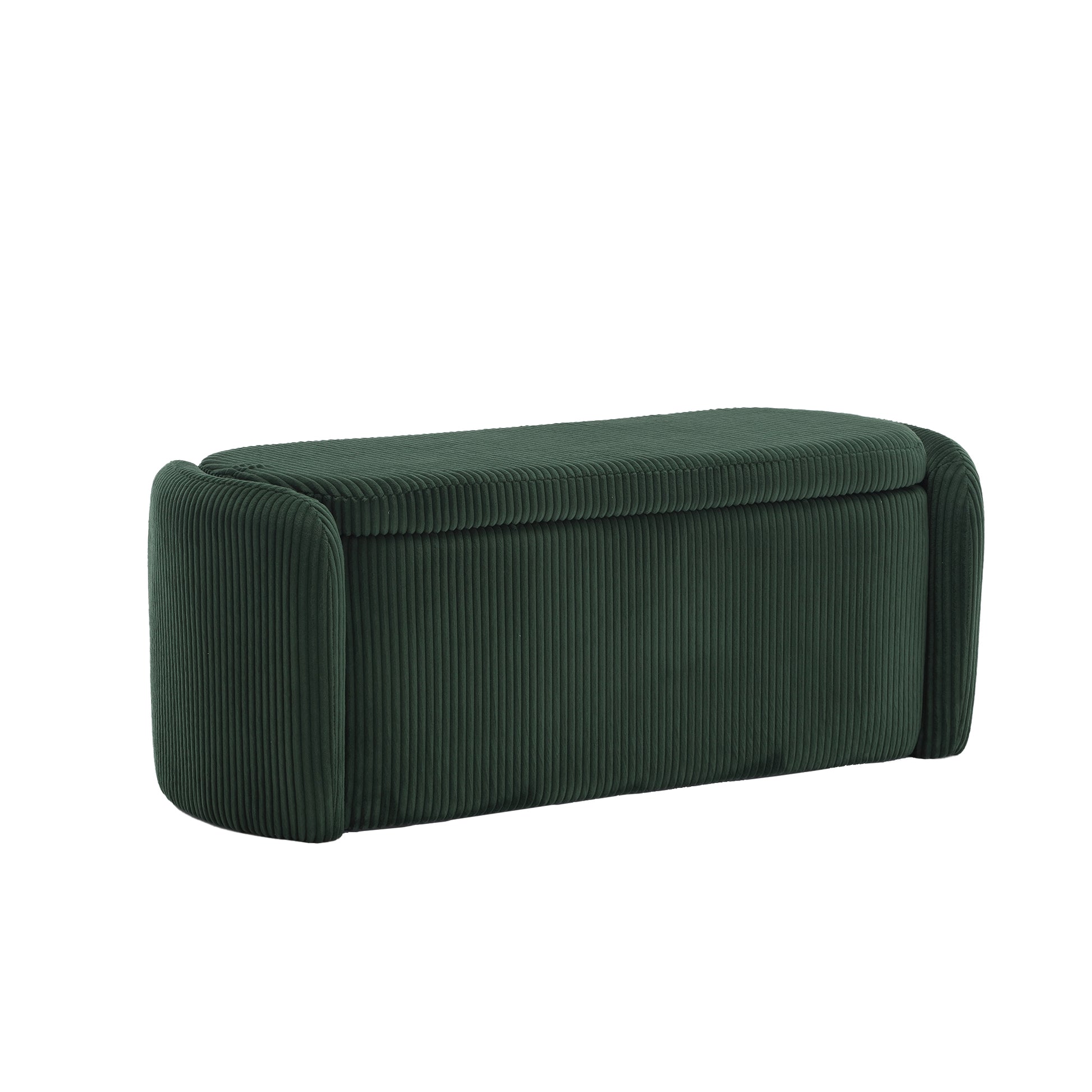 Coolmore Storage Ottoman,Bedroom End Bench,Upholstered Fabric Storage Ottoman With Safety Hinge, Entryway Padded Footstool, Ottoman Bench For Living Room & Bedroom Emerald Emerald Foam Corduroy