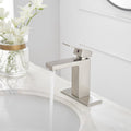 Brushed Nickel Low Arc Single Handle Bathroom Sink Faucet With Drain Brushed Nickel Brass