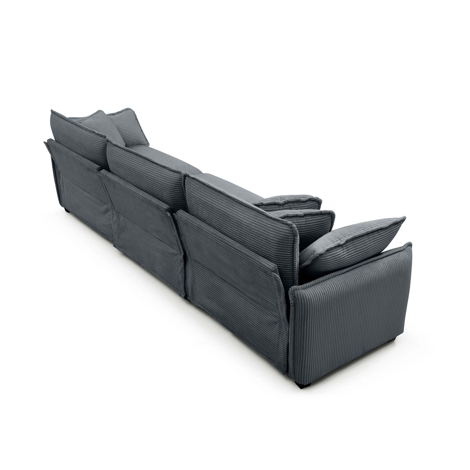 Modern Living Room Sofa 3 Pieces Set, Two 2 Seater Sofas And One 3 Seater Sofas, Upholstery Large Deep Seat Sofa With Sofat Cushion And Pillowss,Grey Corduroy Grey Corduroy 7 Seat